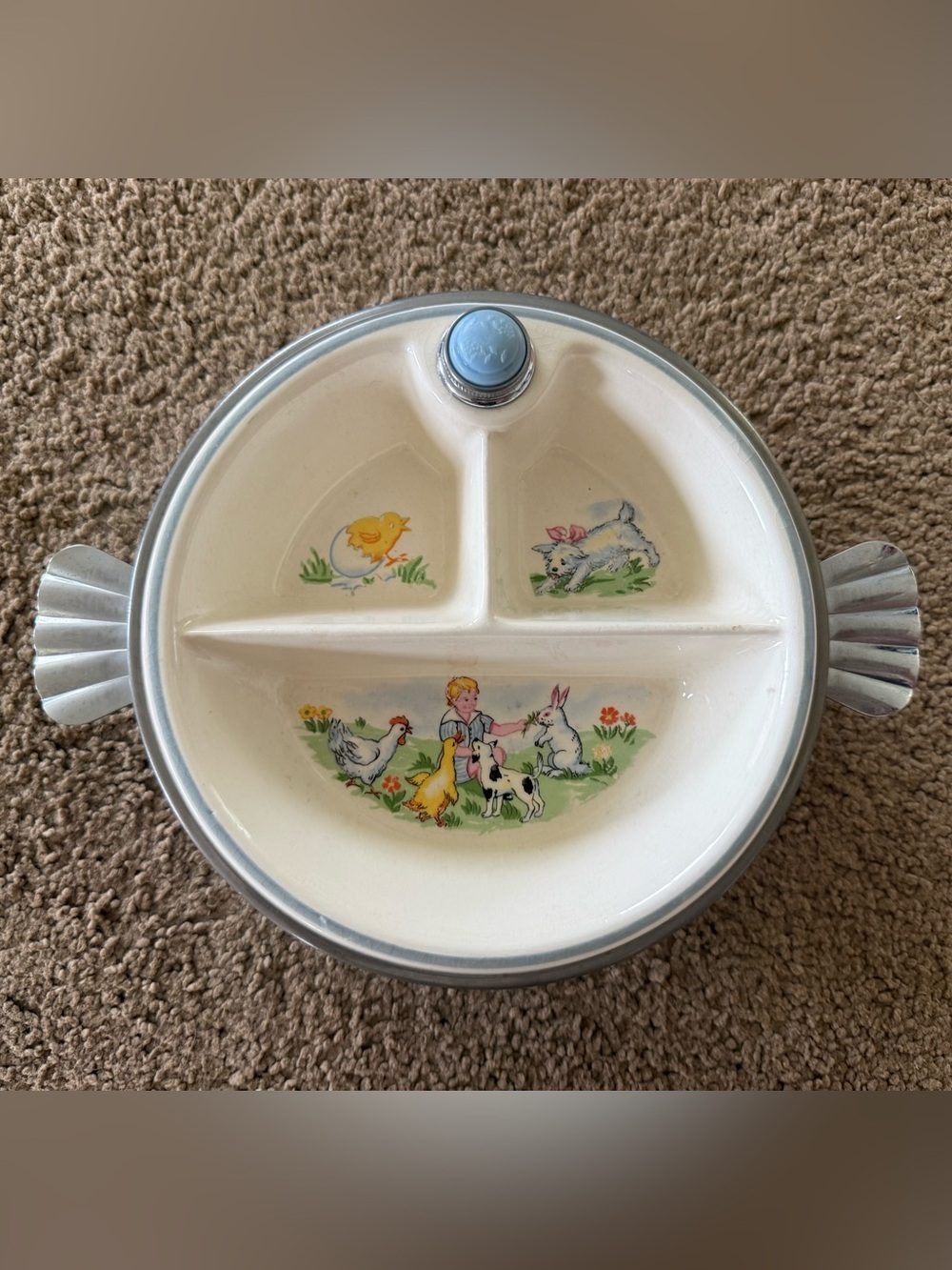 Vintage Bartsch kids food warming bowl